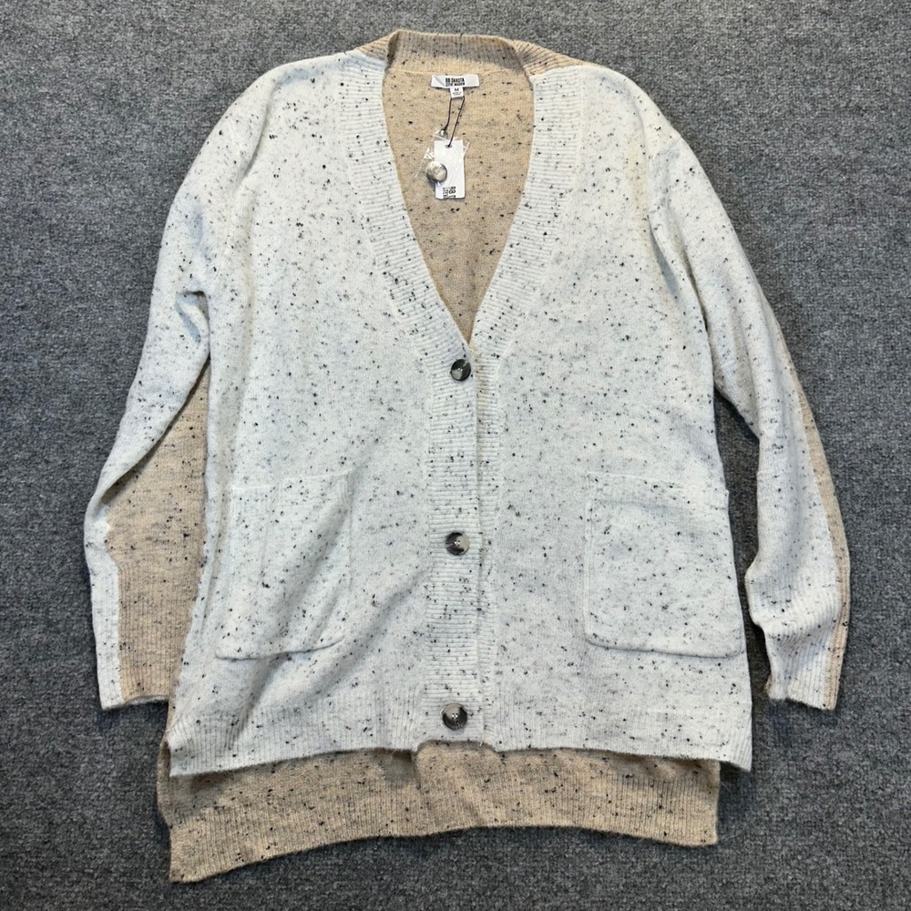 New BB Dakota Steve Madden Cardigan Womens Medium White Speckle Colorblock Cozy